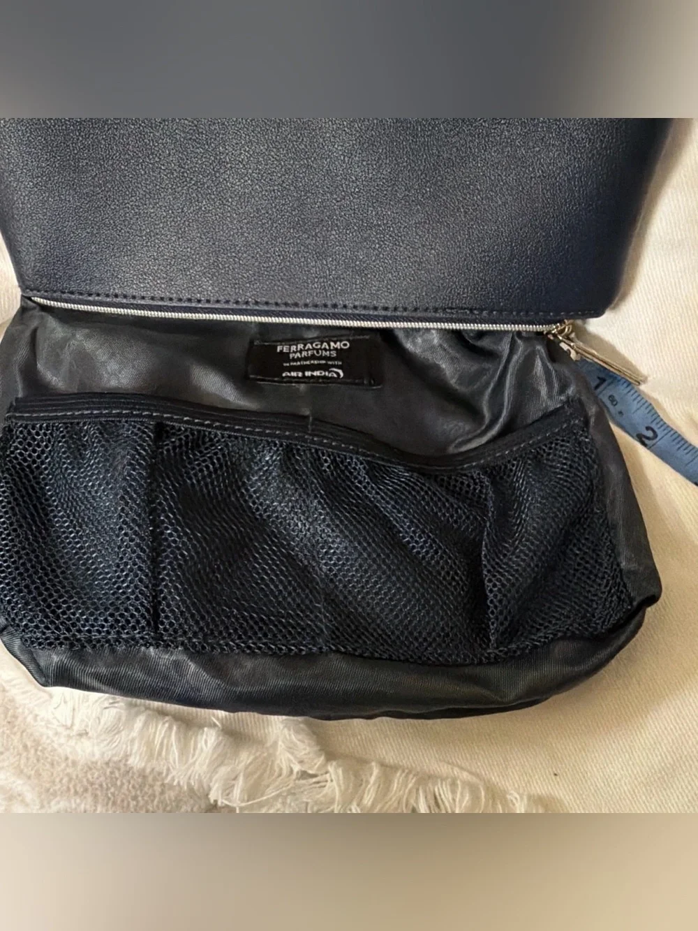 Ferragamo Parfums Navy Cosmetic Makeup Pouch Travel Bag New w/ Protective Plast